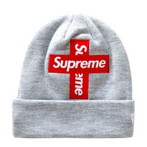 Gray supreme cross beanie new with tags